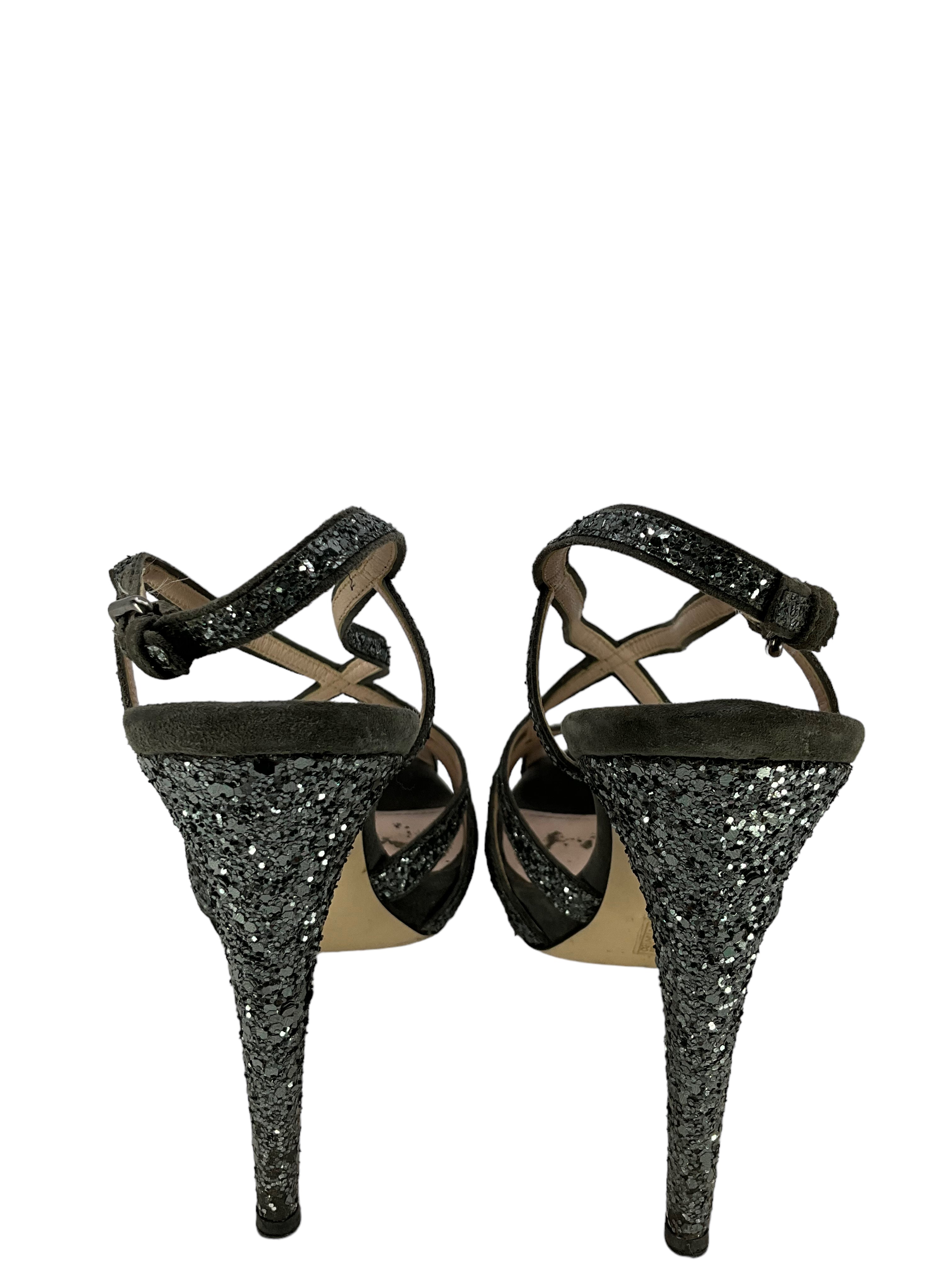 Miu Miu Leather Sandals Size 10 - Embellished Design