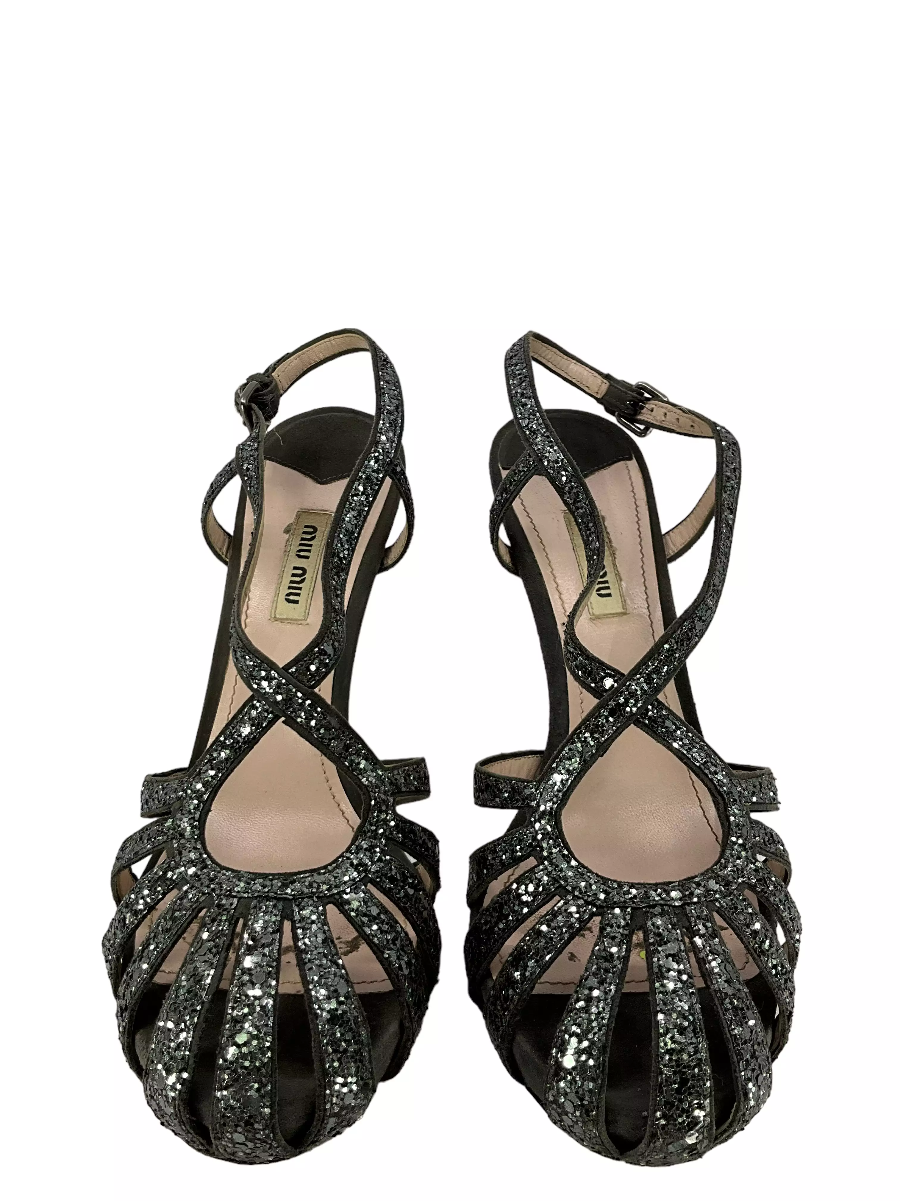 Miu Miu Leather Sandals with Embellishments Size 10