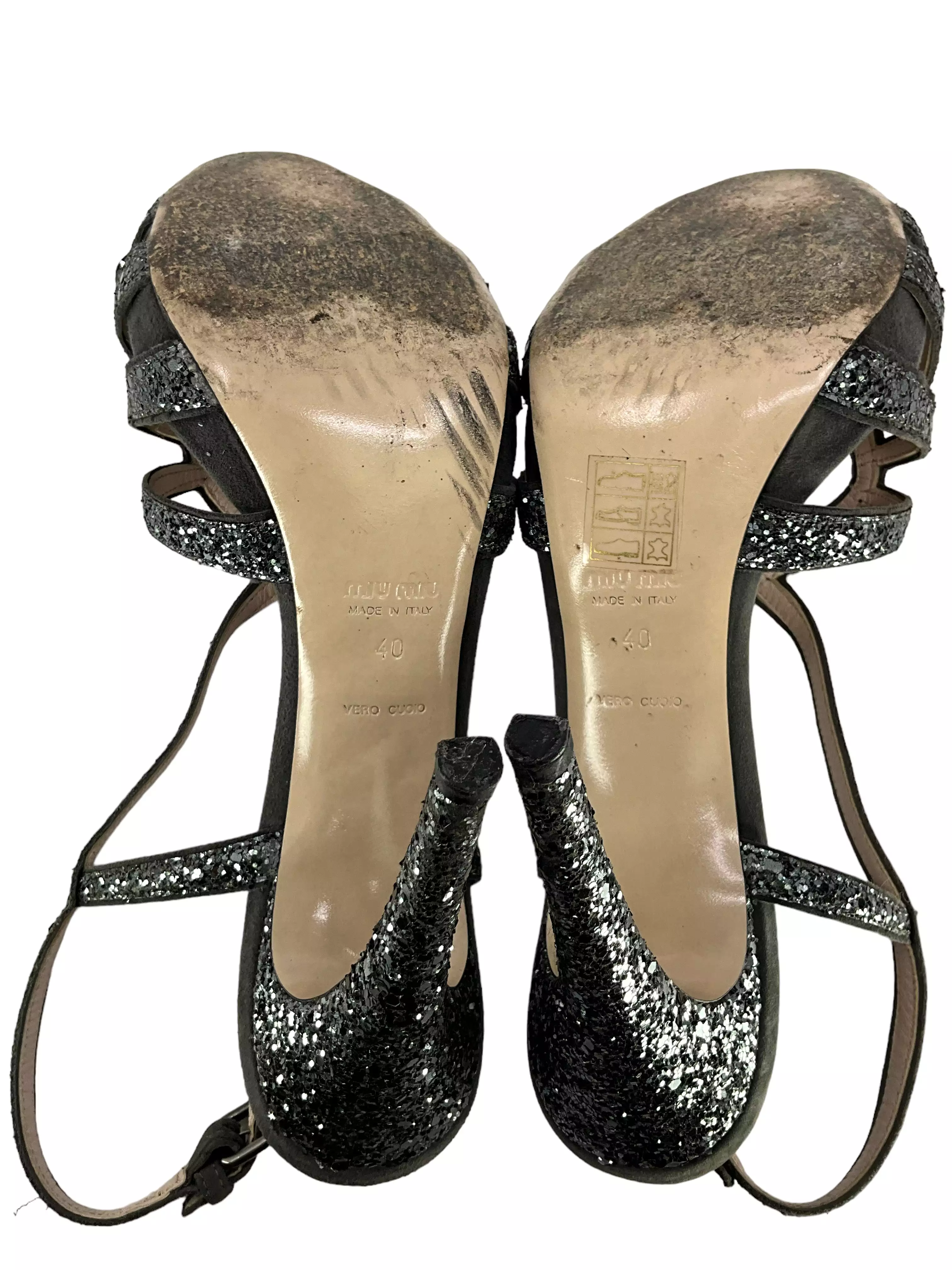 Miu Miu Leather Sandals with Embellishments Size 10