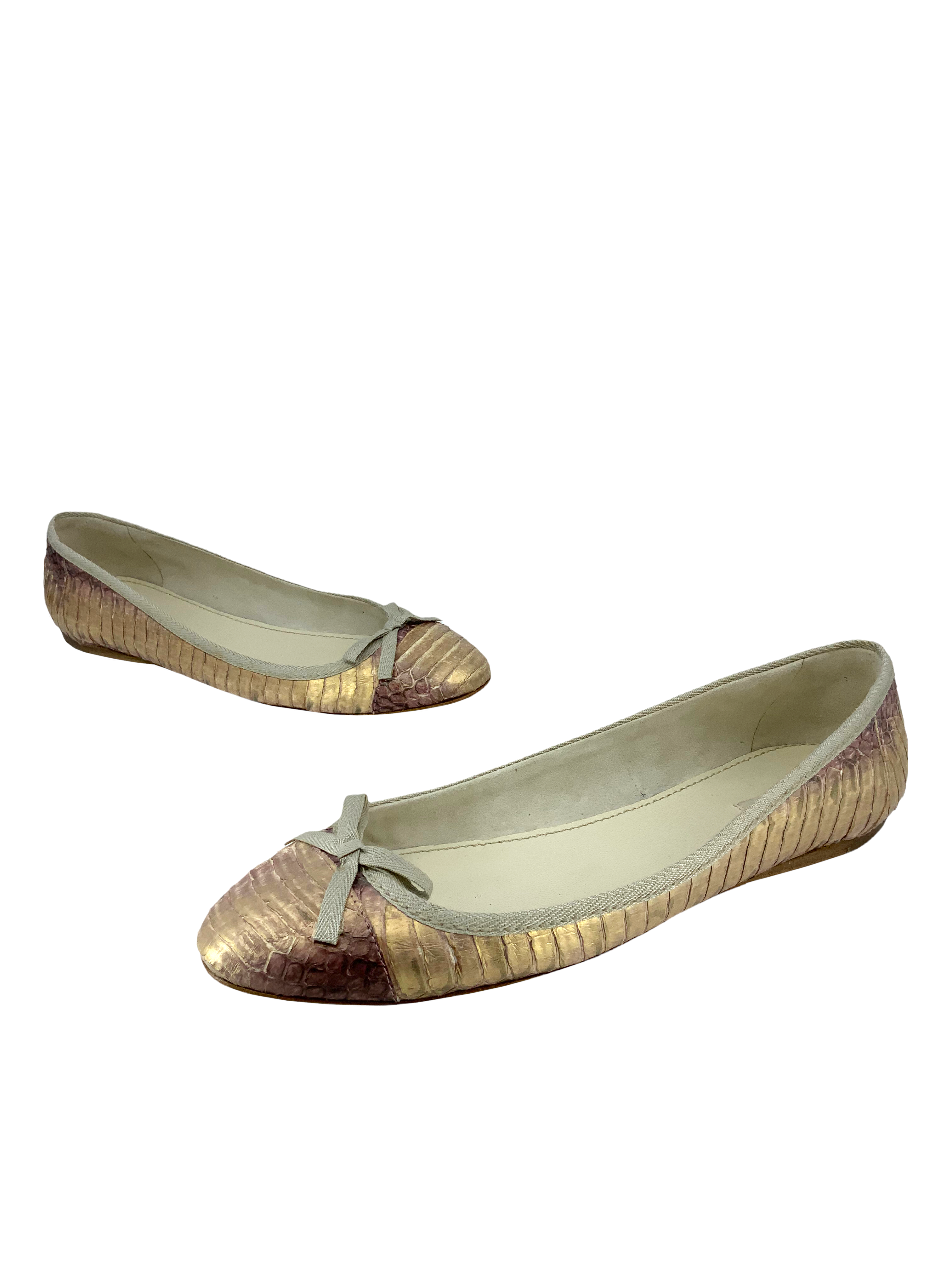 Miu Miu Snakeskin Ballet Flats Size 8