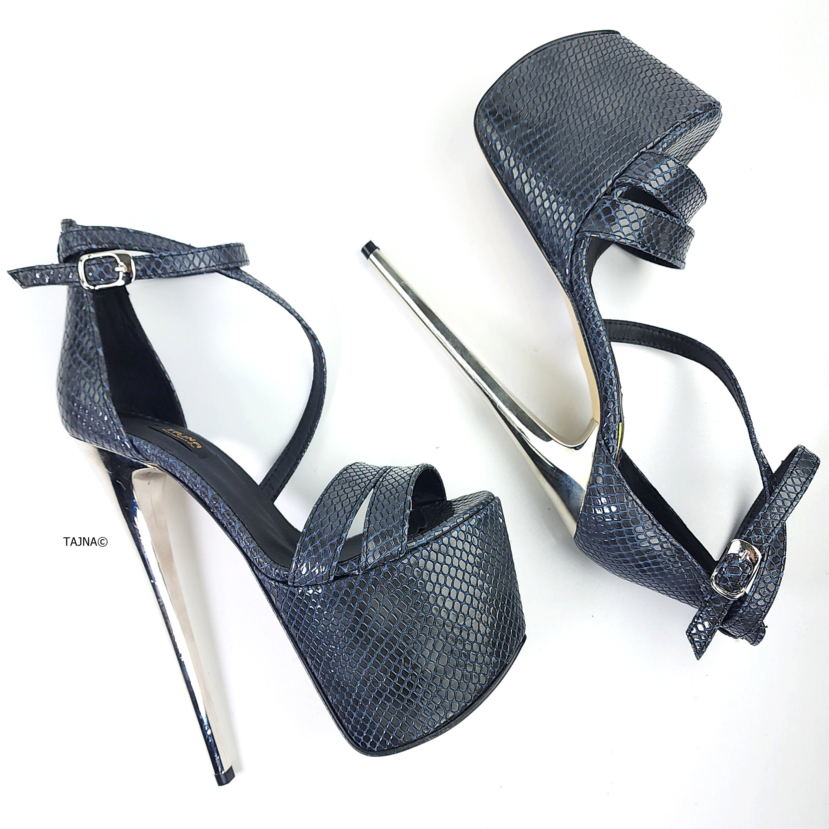 Mozaique Antrasit Leather High Heel Sandals