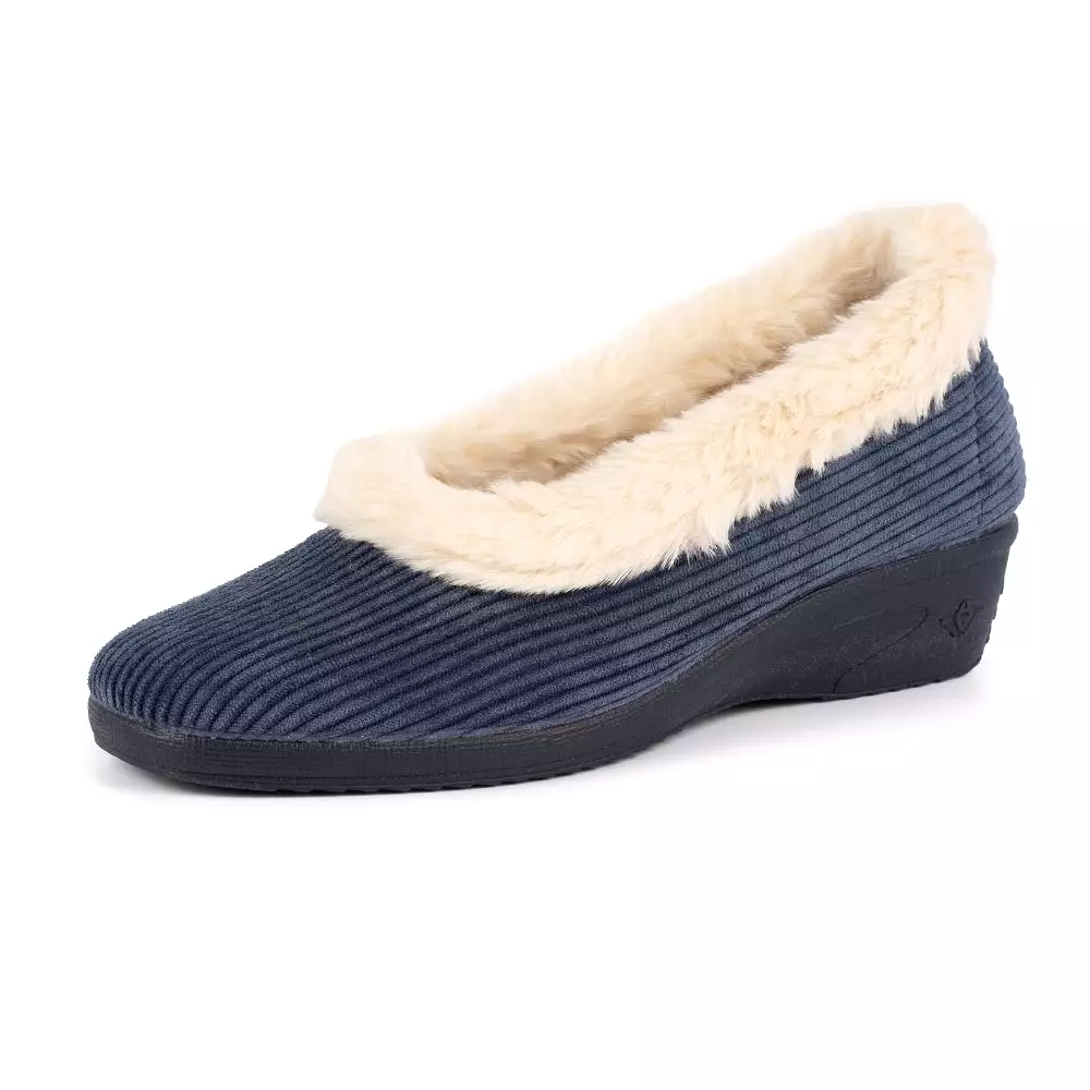 Navy Blue Ladies Bedroom Slippers - GLYNIS KLA154BL