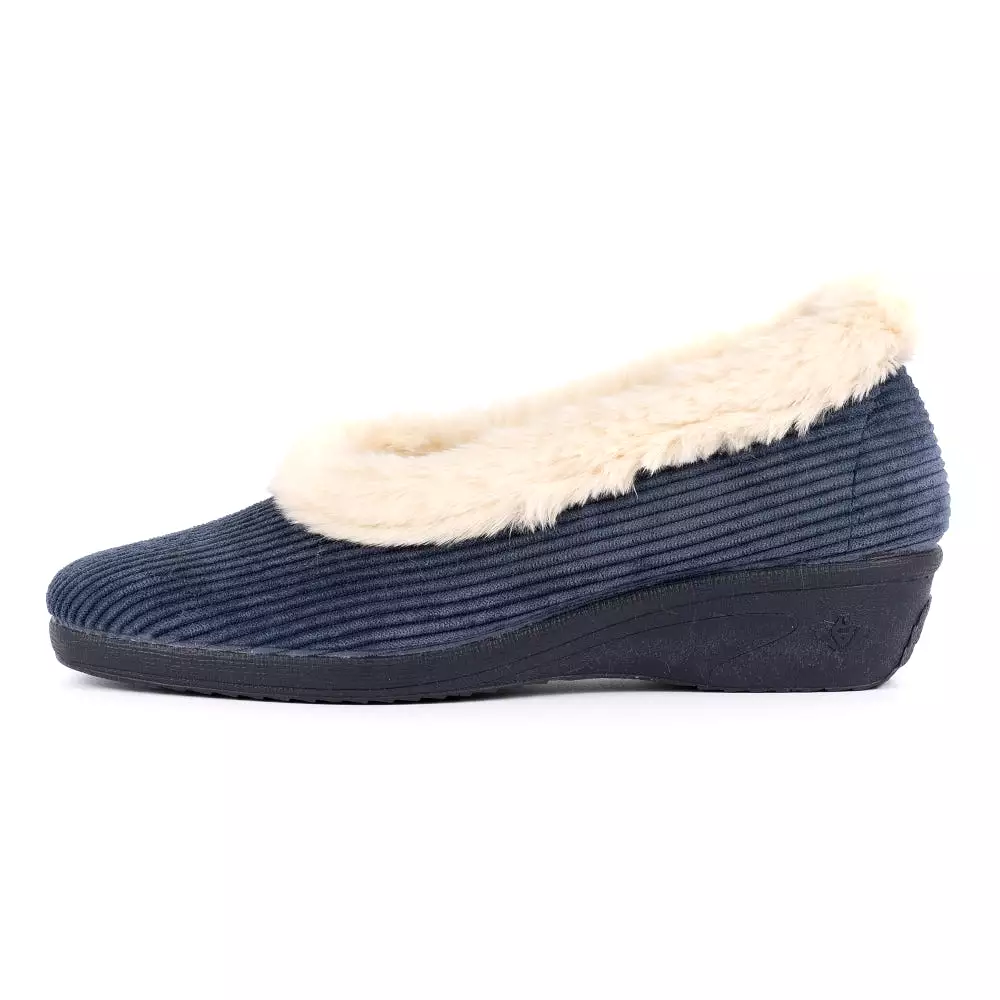 Navy Blue Ladies Bedroom Slippers - GLYNIS KLA154BL