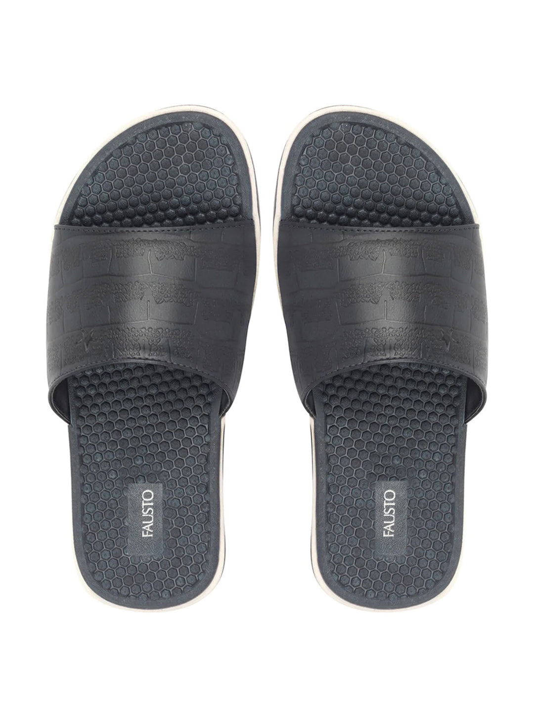 Navy Blue Men's Open Toe Slip-On Slippers - Ultra Light & Flexible - Flip-Flops