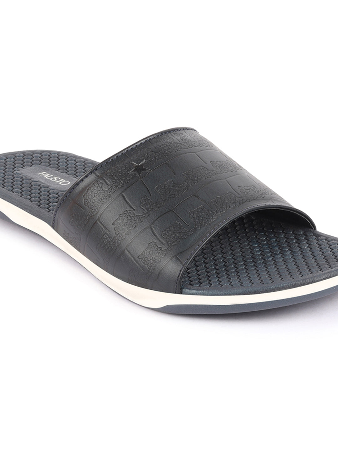 Navy Blue Men's Open Toe Slip-On Slippers - Ultra Light & Flexible - Flip-Flops