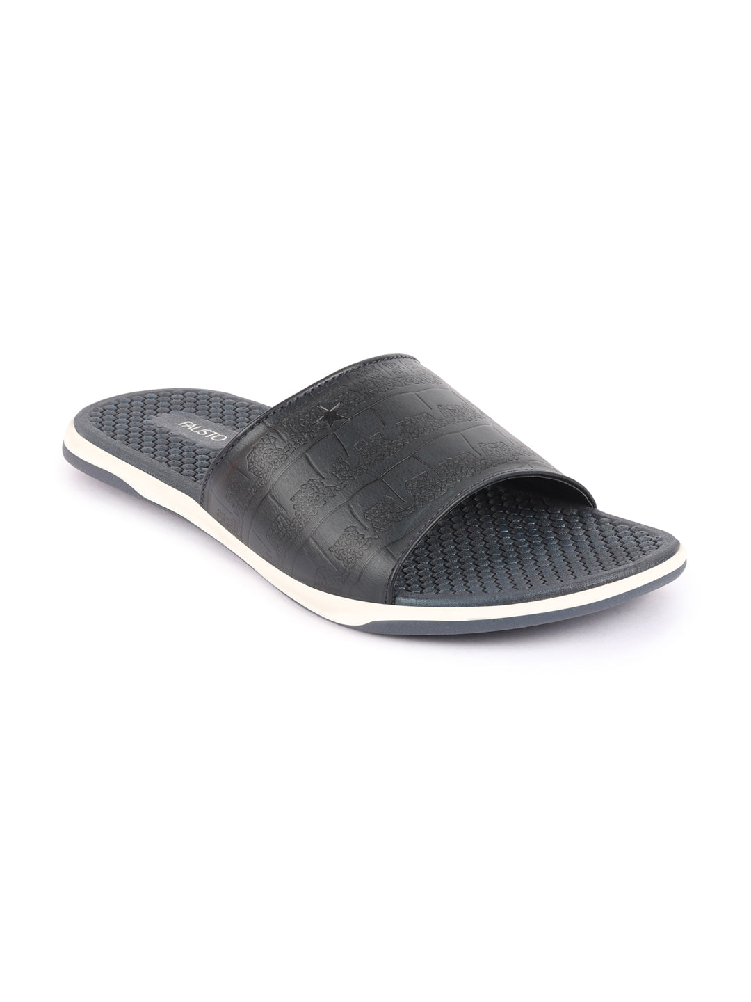 Navy Blue Men's Open Toe Slip-On Slippers - Ultra Light & Flexible - Flip-Flops