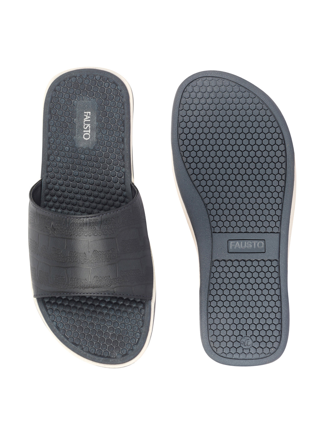 Navy Blue Men's Open Toe Slip-On Slippers - Ultra Light and Flexible Flip-Flops