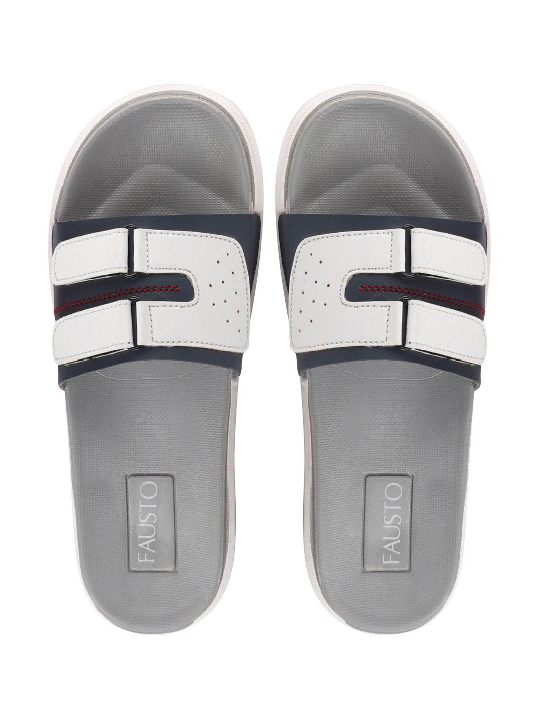 Navy Blue/White Slip-On Sliders Flip-Flops for Men