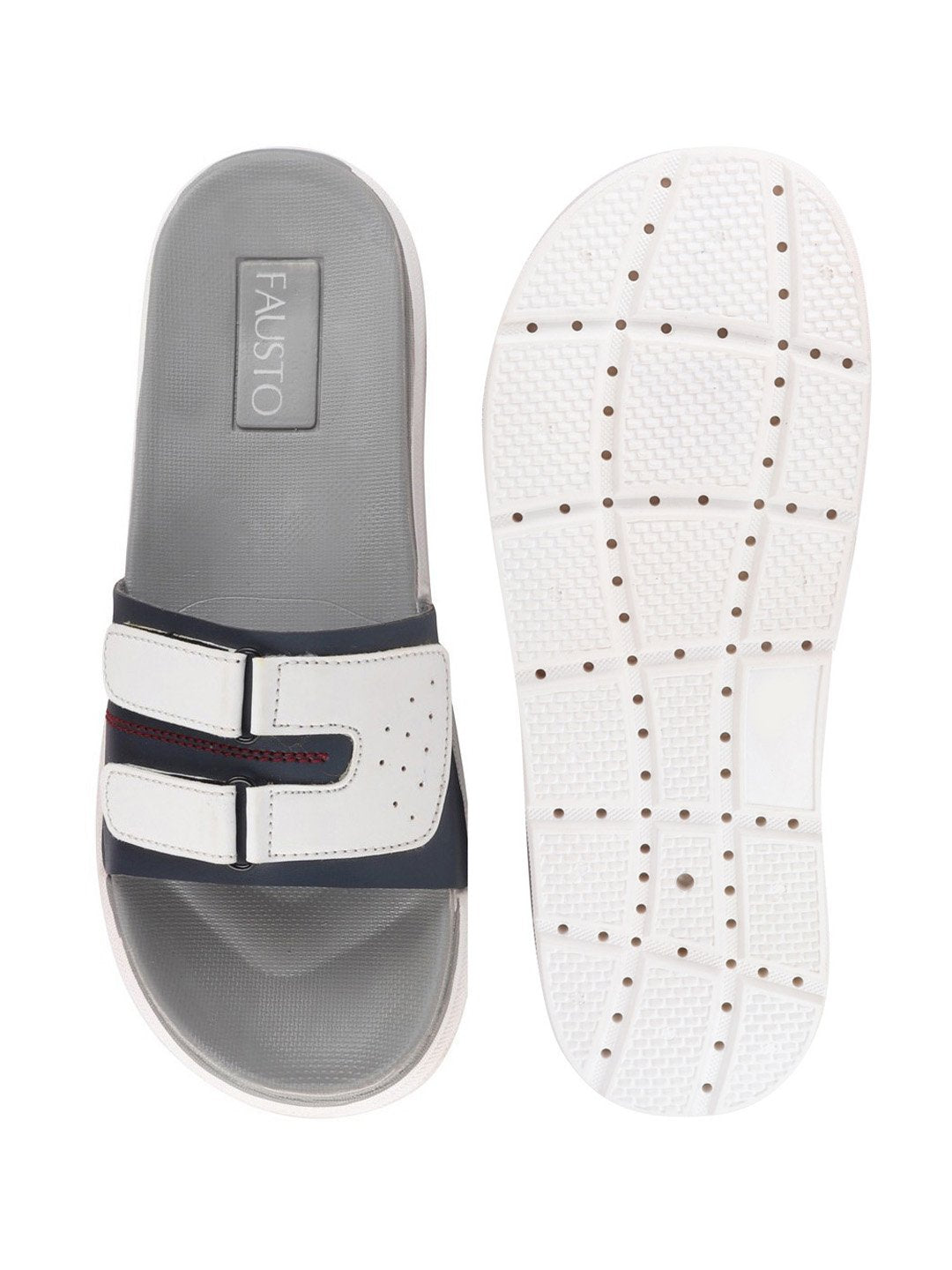 Navy Blue/White Slip-On Sliders Flip-Flops for Men