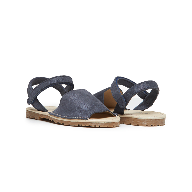 Navy Glitter Leather Sandals