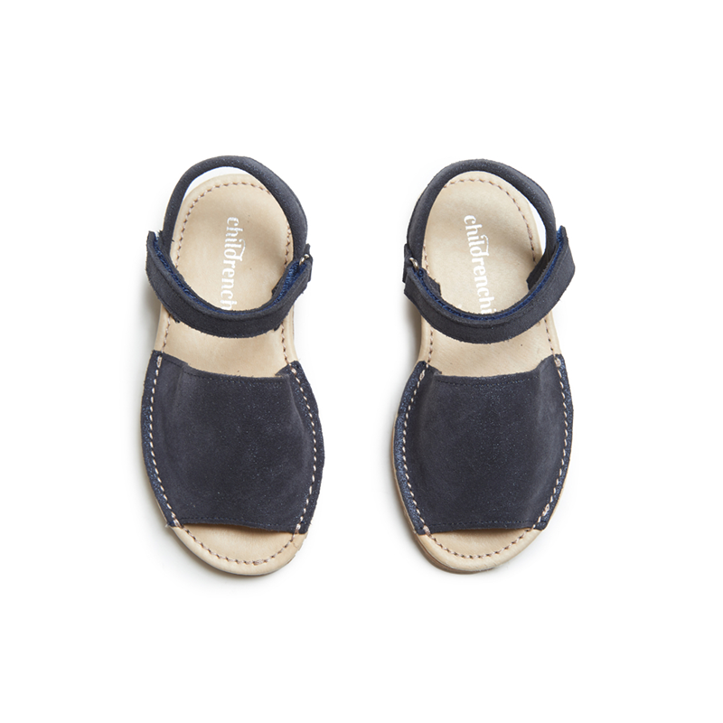 Navy Glitter Leather Sandals