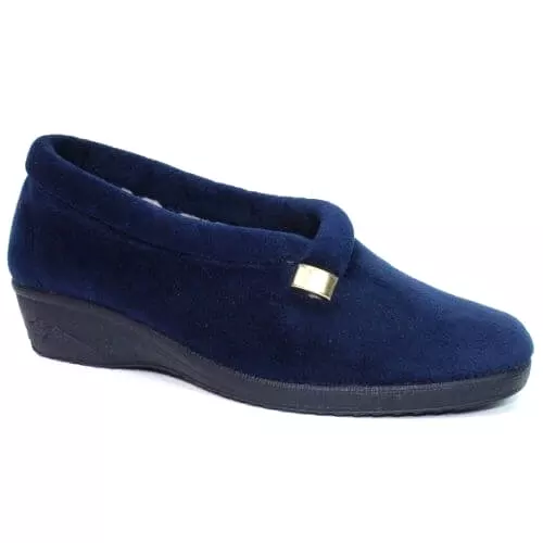 Navy Lunar Wedge Heel BRIDIE KLA100BL Ladies Bedroom Slippers - Result