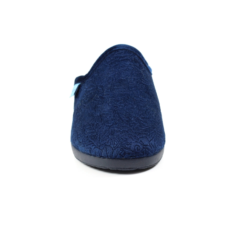 Navy Mule Wedge Heel Slippers - Lunar Audrey