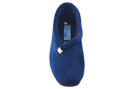 Navy wedge heel ladies bedroom slippers - BRIDIE KLA100BL