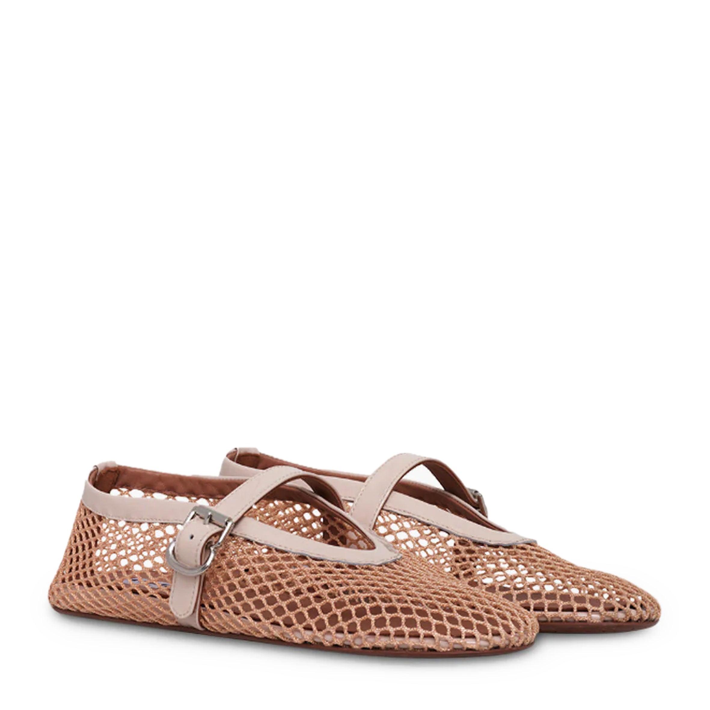 Nude ballet flats with fishnet design