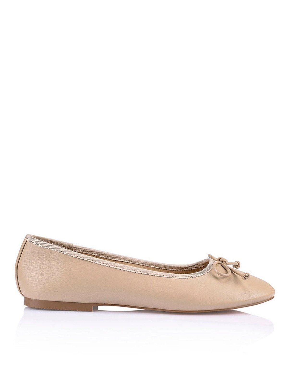 Nude Leather Ballet Flats.