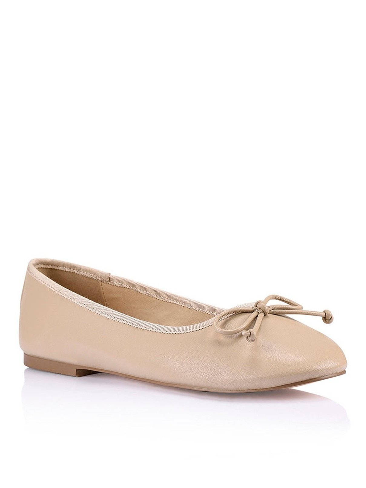 Nude Leather Ballet Flats.