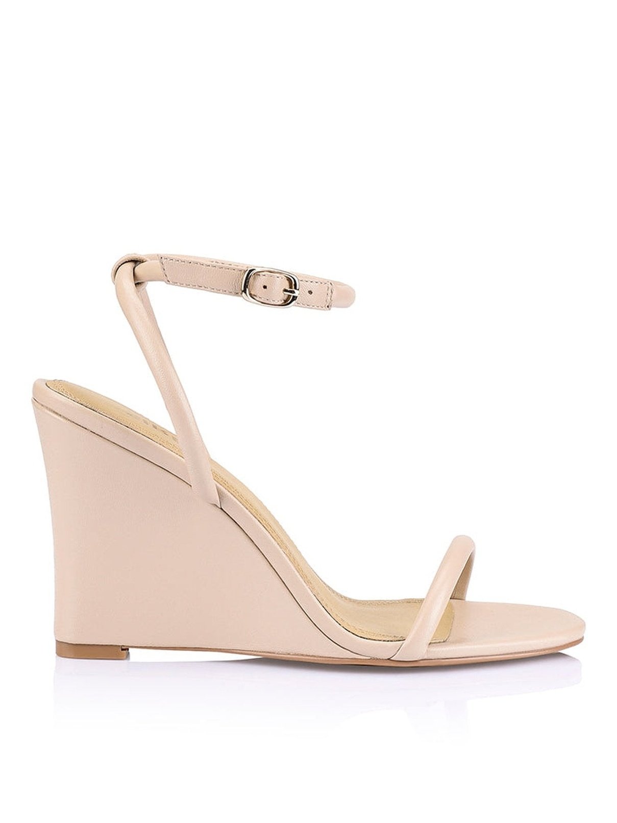 Nude Leather Bebe Wedge Sandals