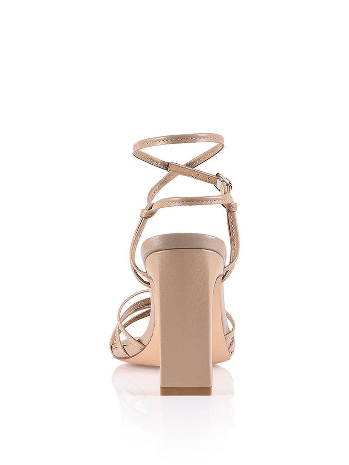 Nude Leather Sandals - Kalista Block Heel