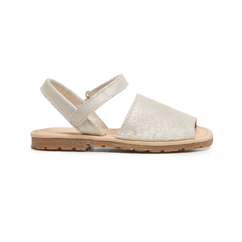 Nude Shimmer Leather Sandals.