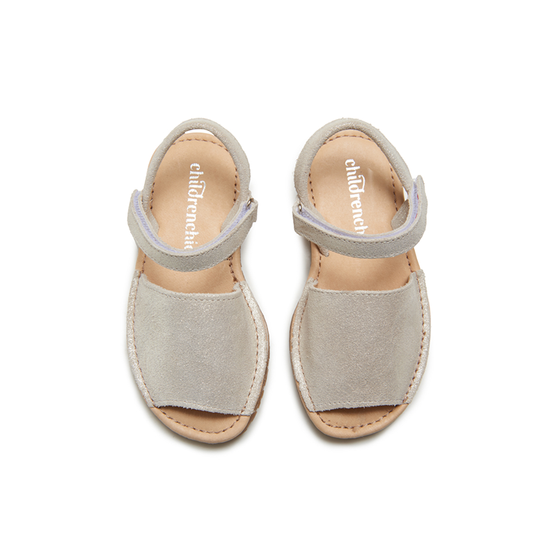 Nude Shimmer Leather Sandals.