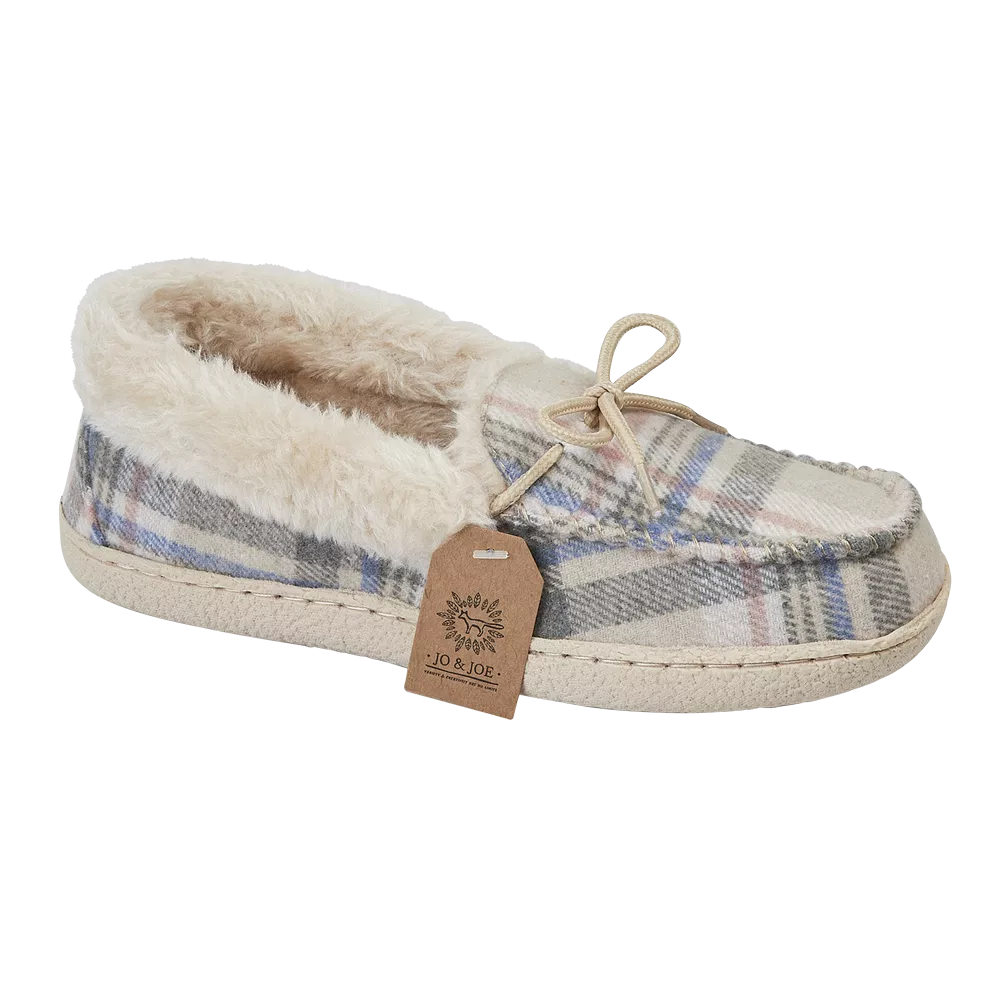 Oatmeal Check Ladies Bedroom Slippers - Pembroke by Jo & Joe