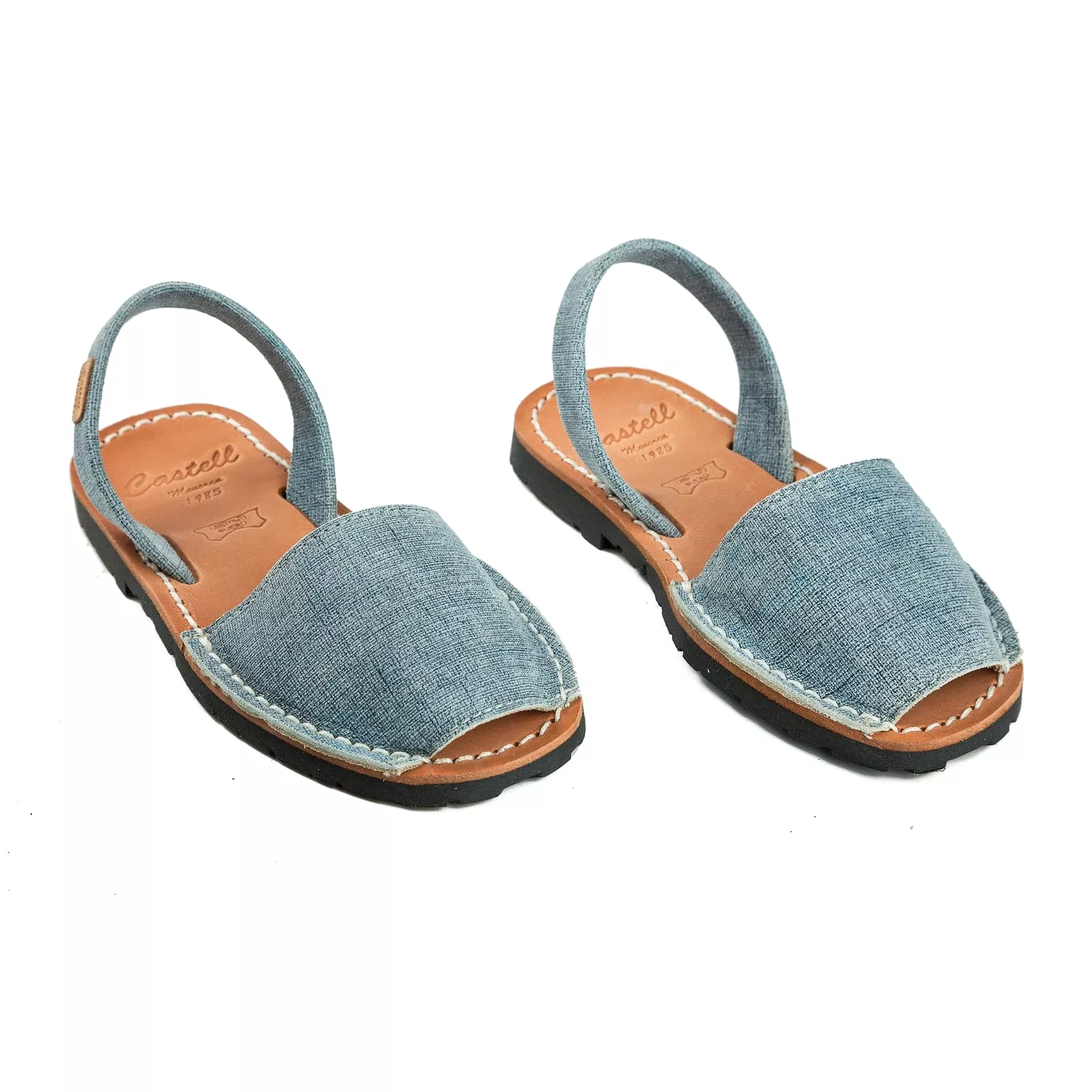 Open Toe Leather Menorcan Sandal for Kids - Iker 1097 Denim