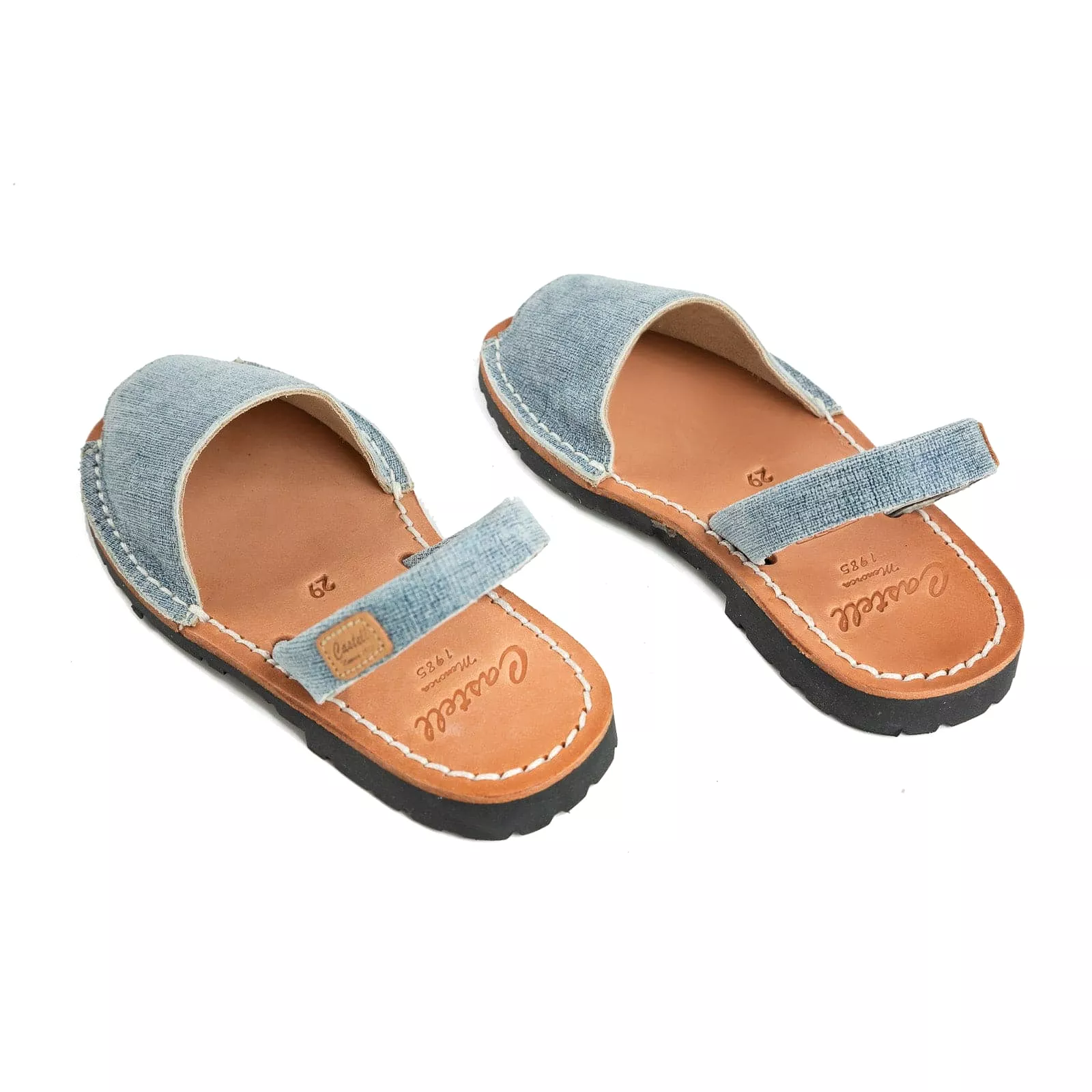 Open Toe Leather Menorcan Sandal for Kids - Iker 1097 Denim