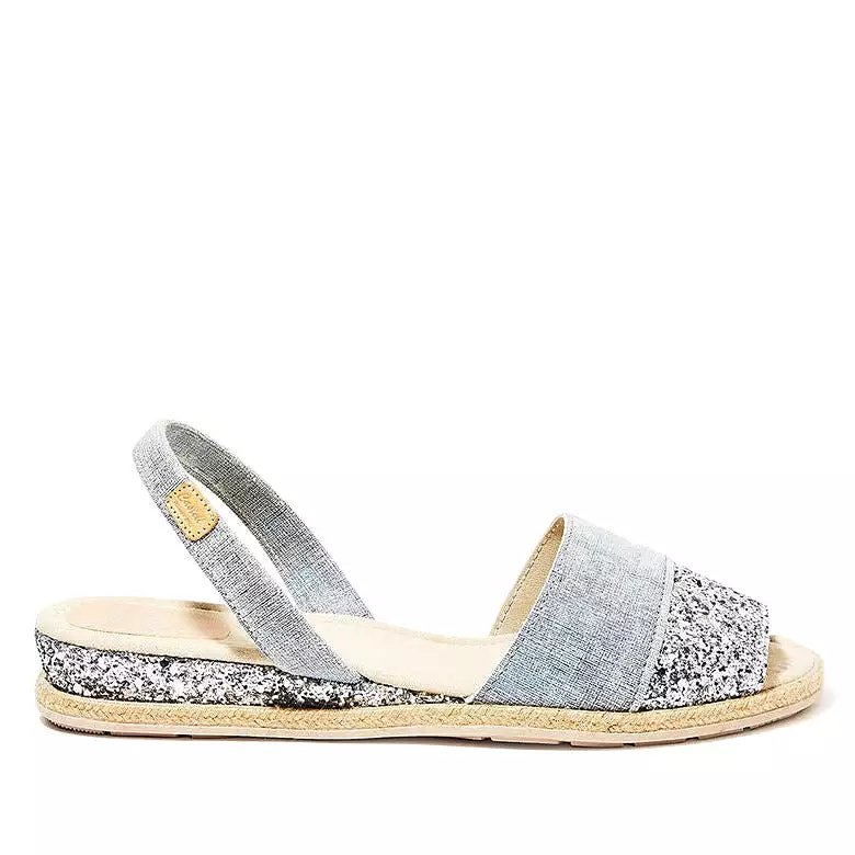 Open Toe Menorcan Sandal - Dora Cuna 1738: Glitter Leather, Renewed