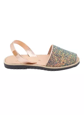 Open Toe Women's Glittering Leather Menorcan Sandal - Madona 1056R Strech