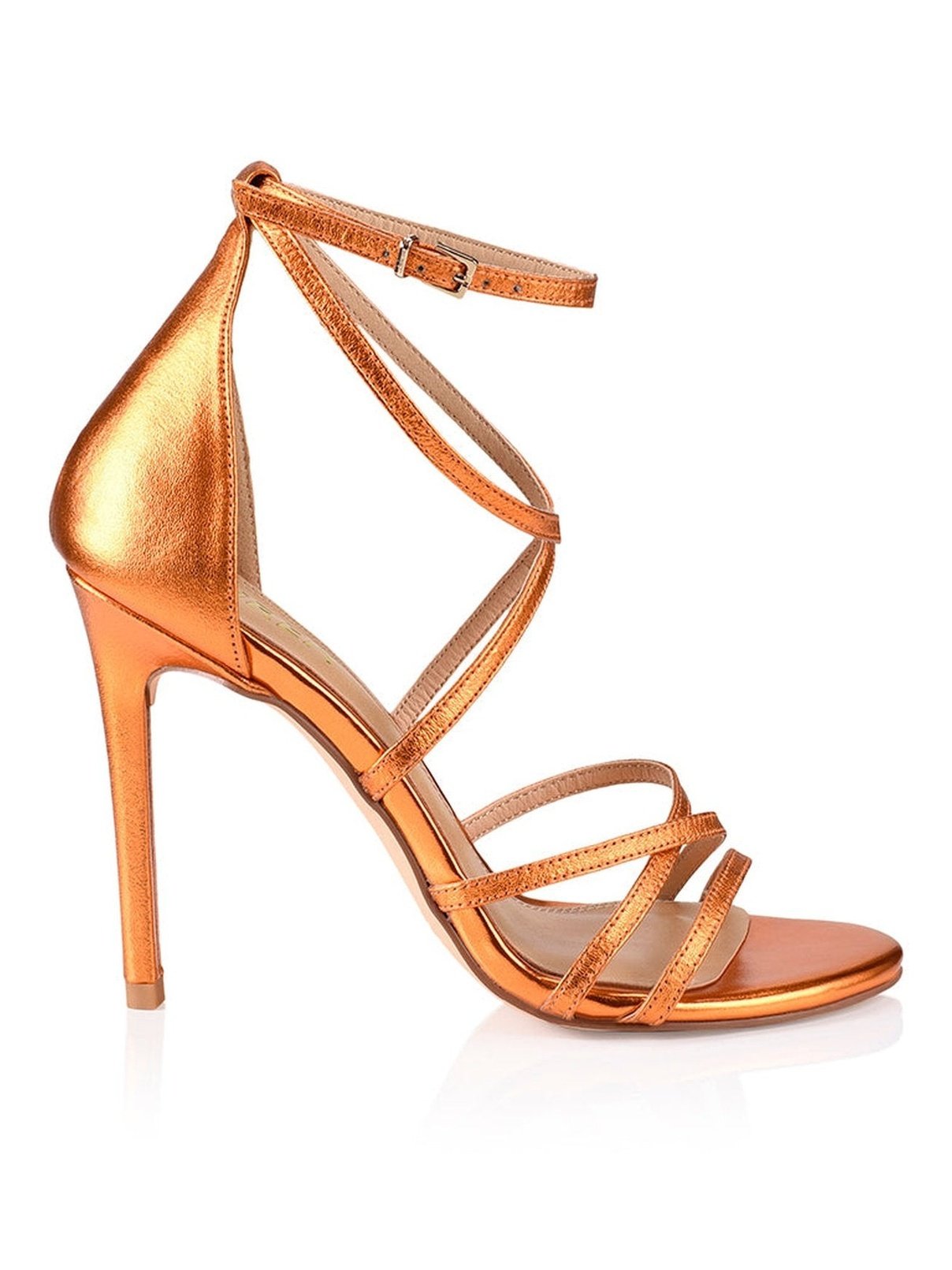 Orange Metallic Leather Stiletto Heels - Danger