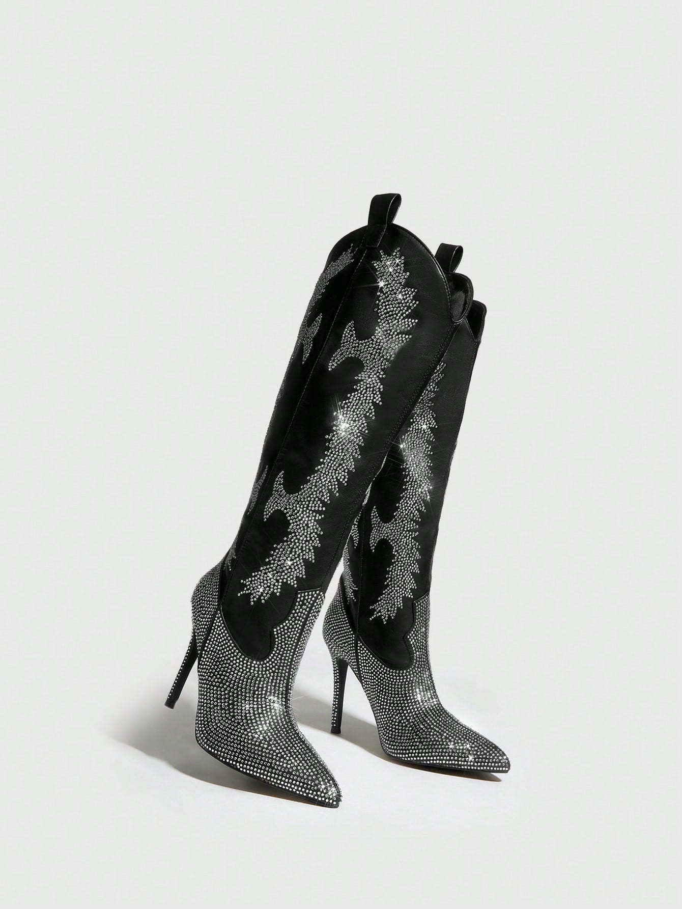 Party Stiletto Fashion Boots | Pointed Toe | Rhinestones