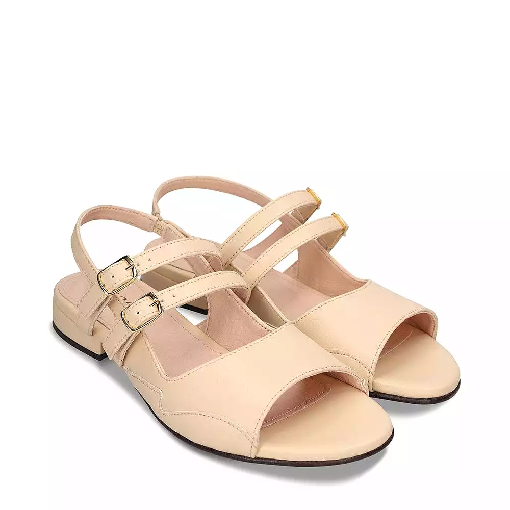 Pax Vegan Apple Leather Beige Slingback Sandals