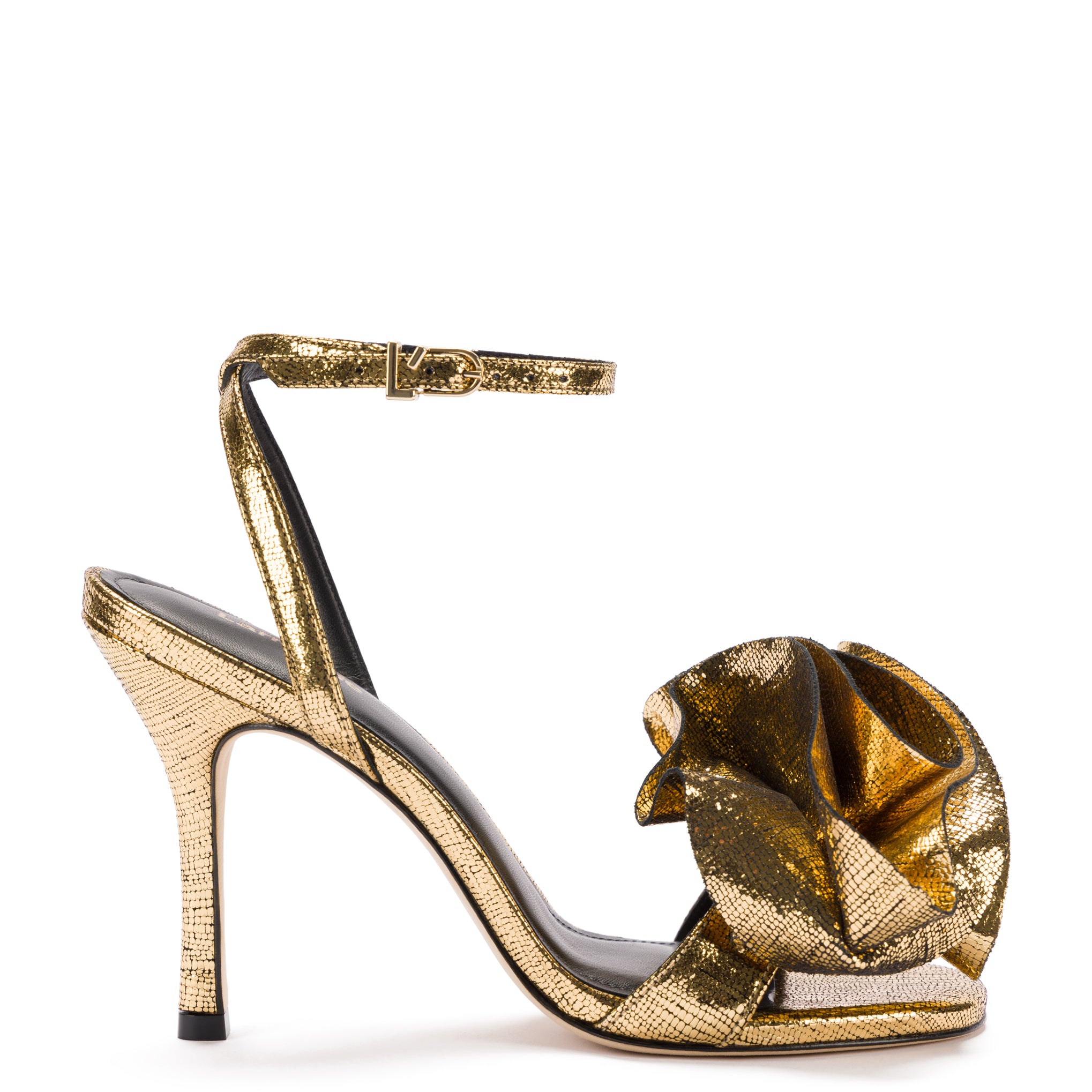 Penelope Gold Cracked Metallic Leather Sandal