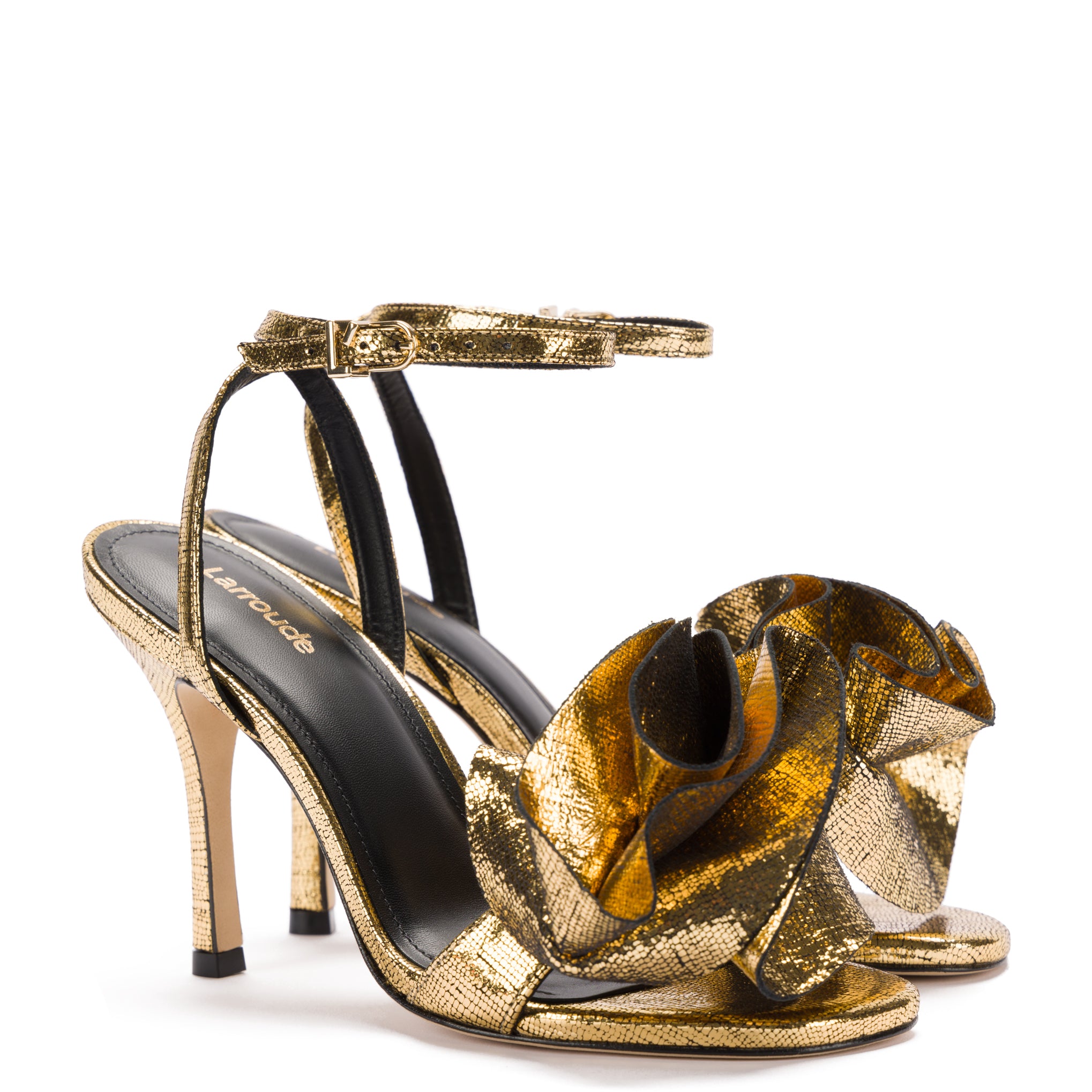 Penelope Gold Cracked Metallic Leather Sandal