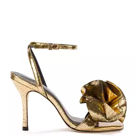 Penelope Gold Cracked Metallic Leather Sandal