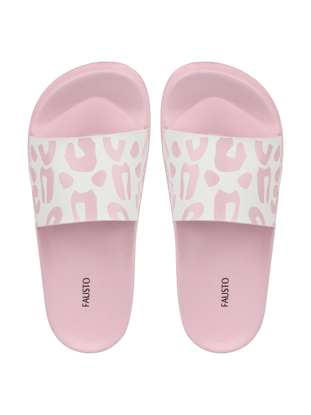 Pink and white outdoor flip flops for women.