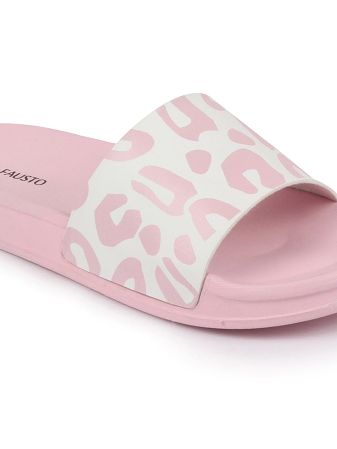 Pink and white outdoor flip flops for women.