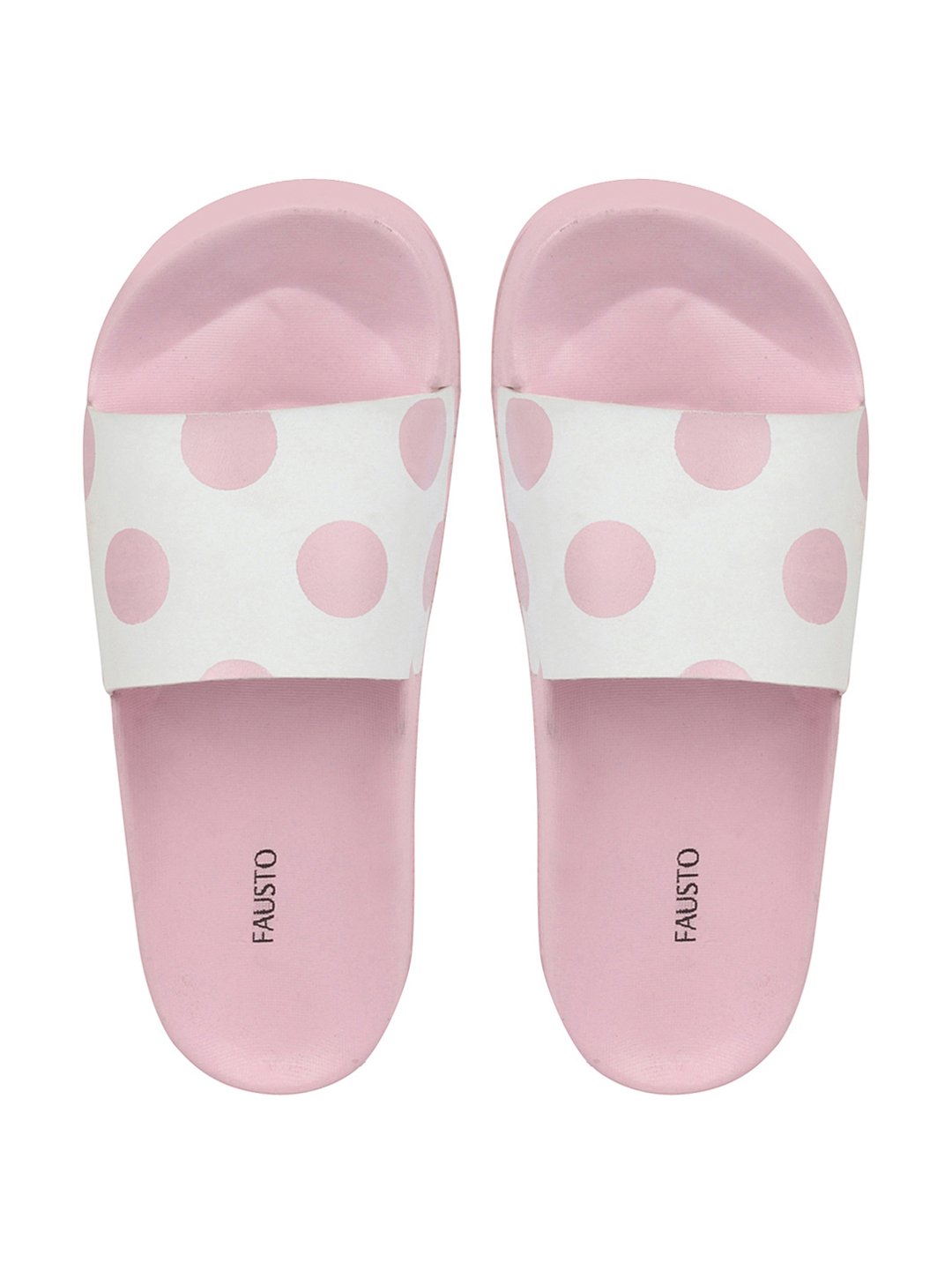 Pink and white women's outdoor slide flip flops.