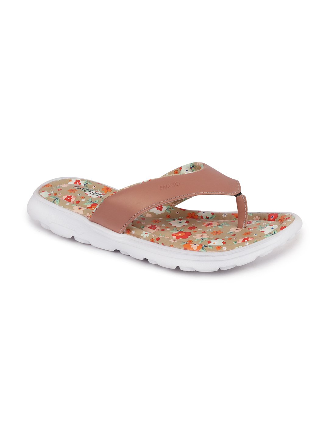 Pink floral slippers for women