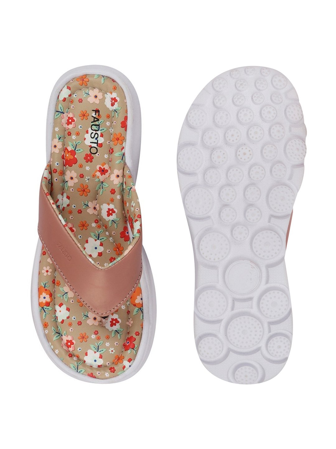 Pink floral slippers for women