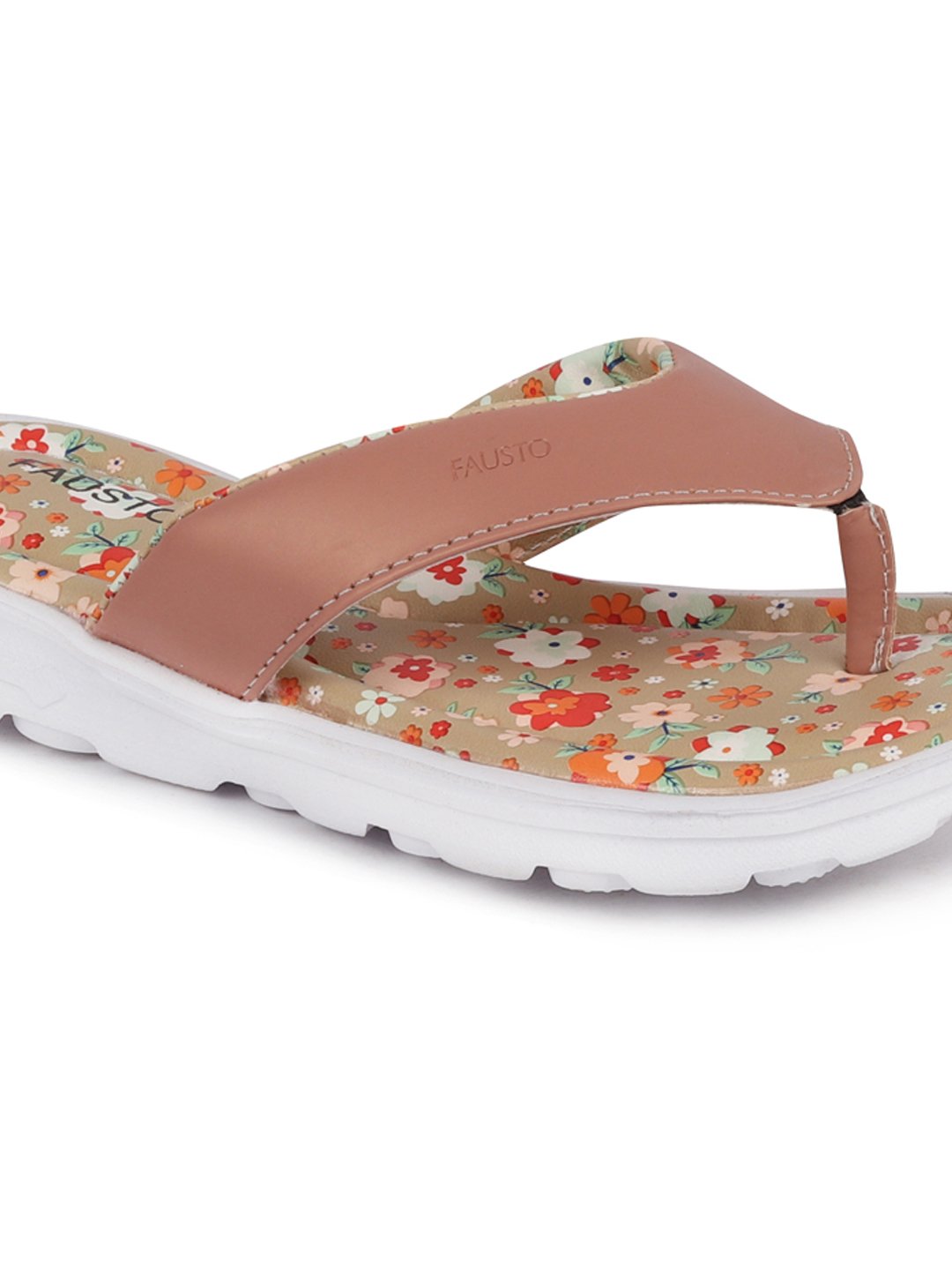 Pink floral slippers for women