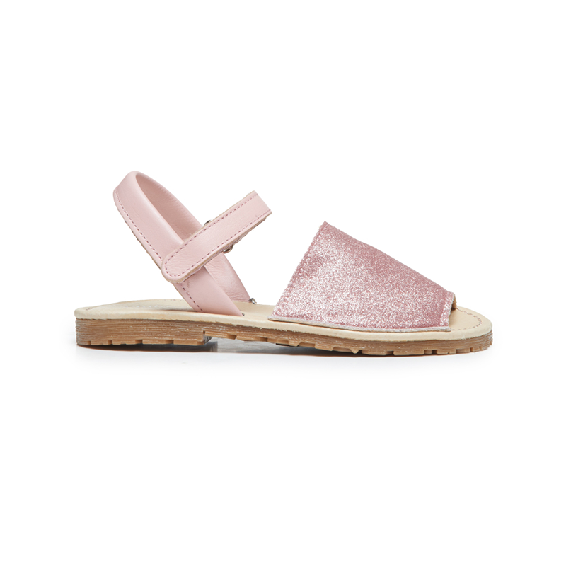 Pink Glitter Leather Sandals