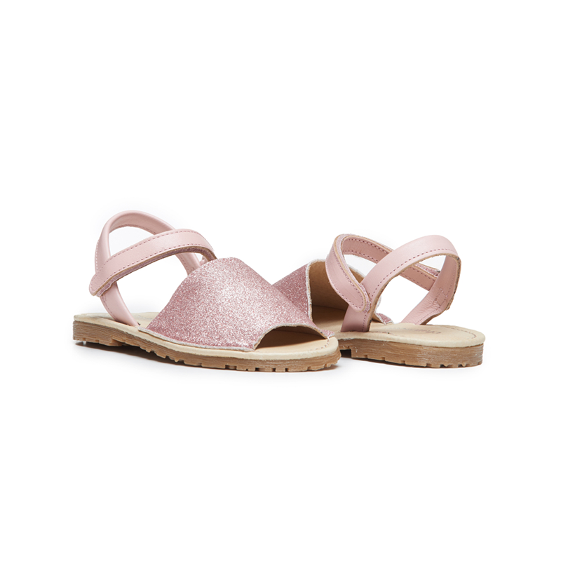 Pink Glitter Leather Sandals