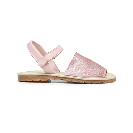 Pink Glitter Leather Sandals