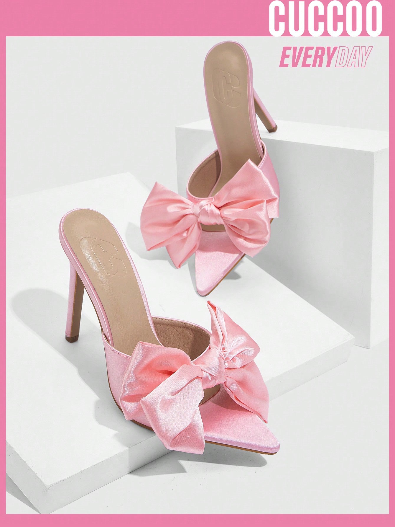 Pink Stiletto High Heel Sandals with Elegant Bowknot Design for Spring and Summer.