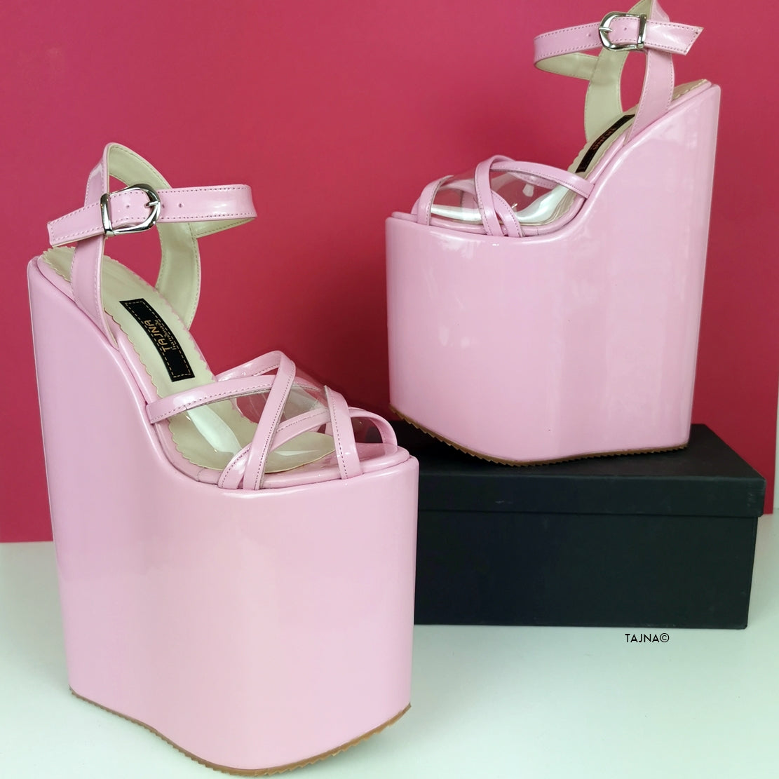 Pink Transparent High Wedge Sandals - Extreme Detail | Buy Now