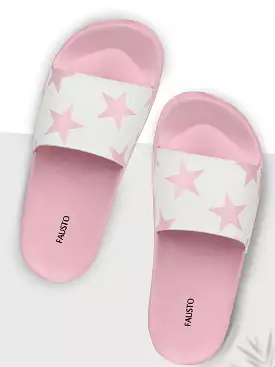 Pink/White Women's Outdoor Slider Flip Flops