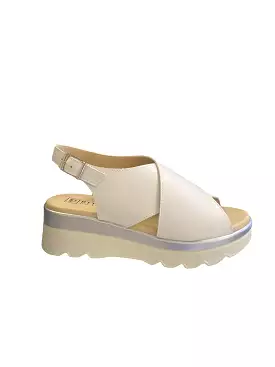 Pitillos Off White Leather Wedge Sandal