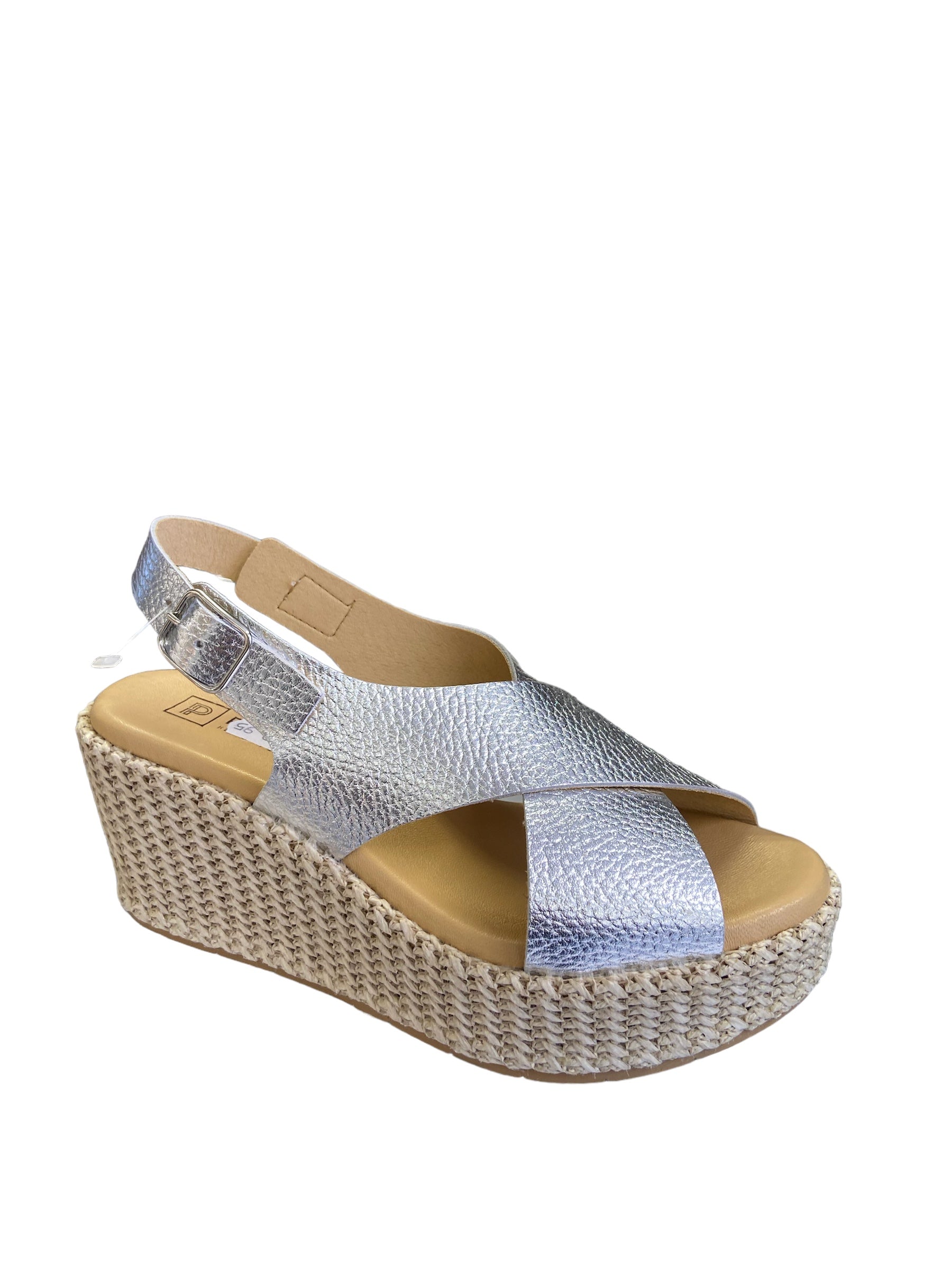 Pitillos Silver Wedge Sandal Espadrille